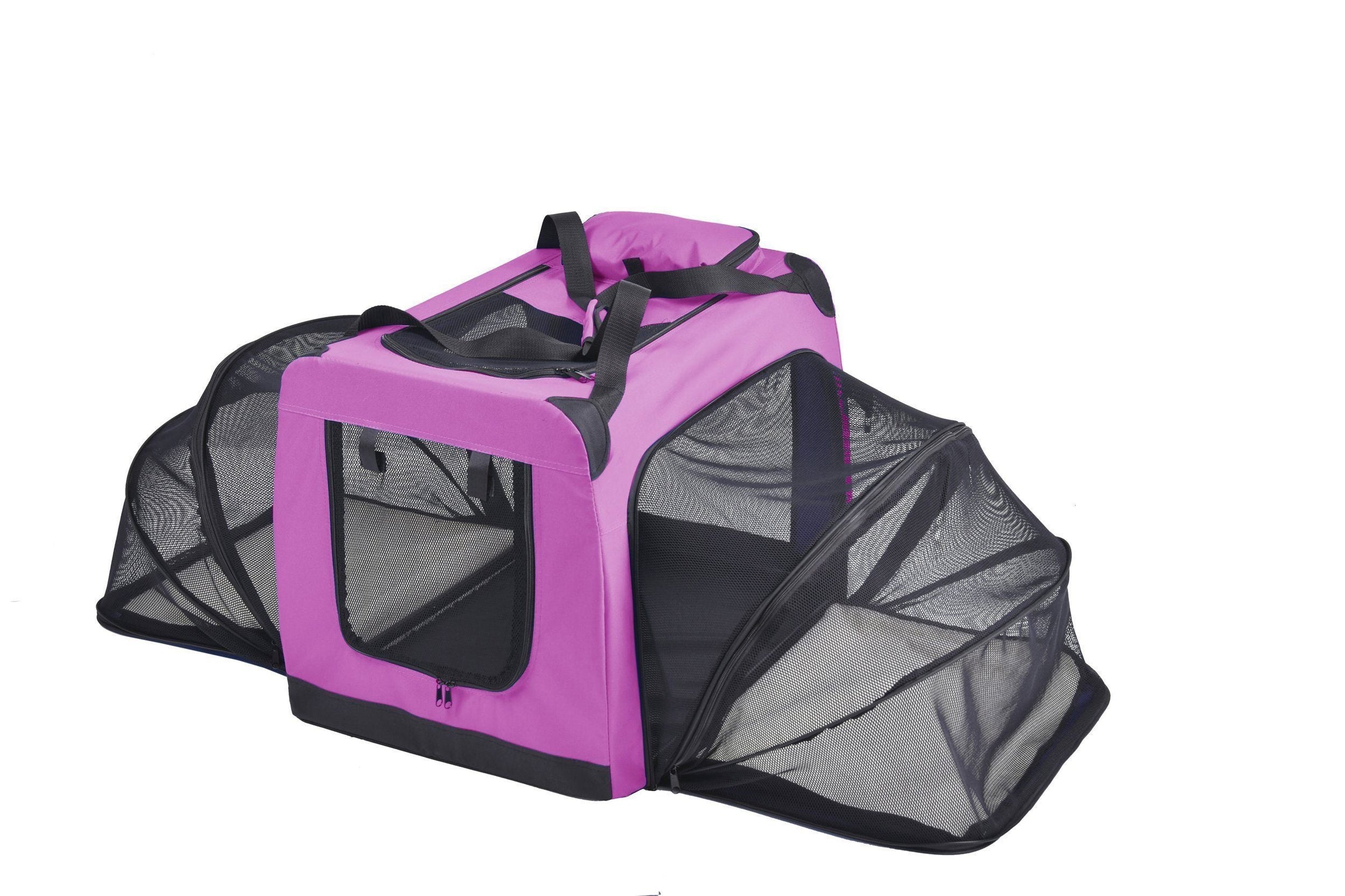 Pet Life ® 'Hounda Accordion' Metal Framed Soft-Folding Collapsible Dual-Sided Expandable Pet Dog Crate - BIG FRENCHIES
