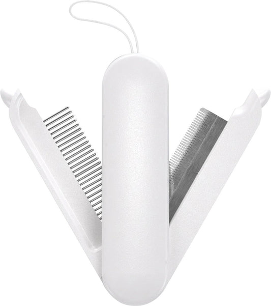 Pet Life ® 'JOYNE' Multi-Functional 2-in-1 Swivel Travel Grooming Comb and Deshedder - BIG FRENCHIES