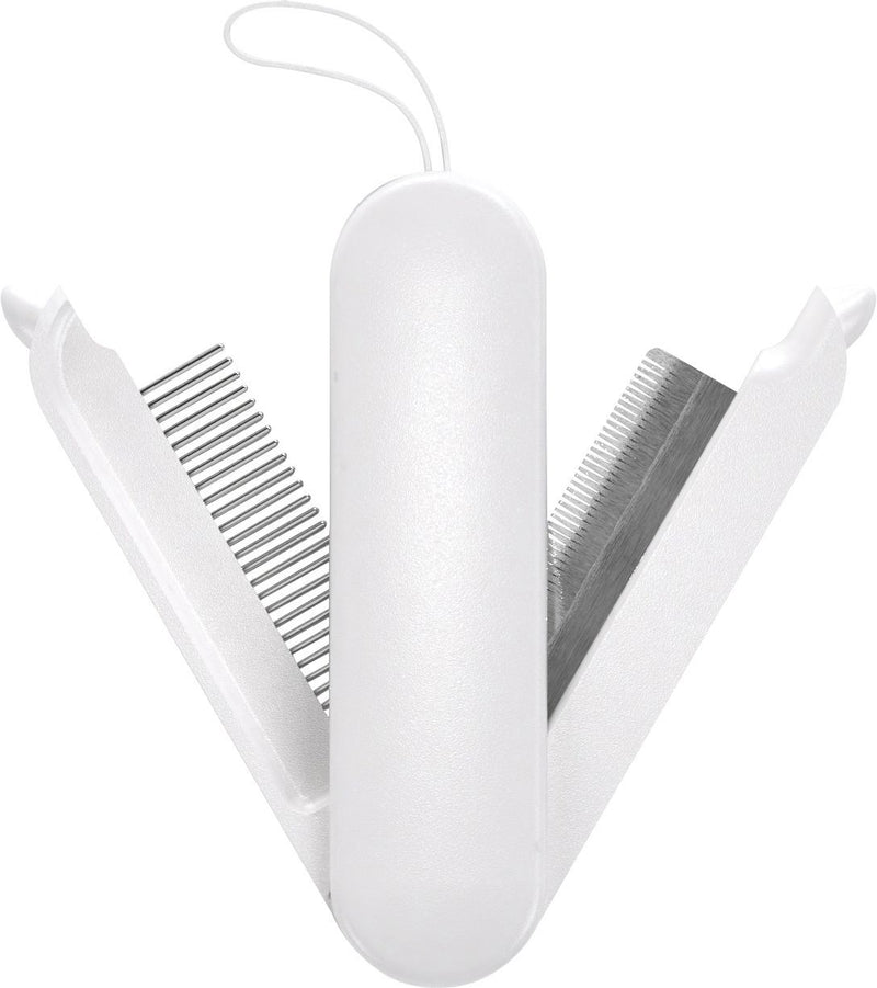 Pet Life ® 'JOYNE' Multi-Functional 2-in-1 Swivel Travel Grooming Comb and Deshedder - BIG FRENCHIES