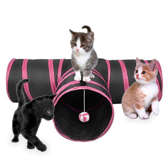 Pet Life ® 'Kitting-Go-Seek' Collapsible Folding Travel 3-way Kitty Cat Tunnel - BIG FRENCHIES