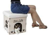 Pet Life ® 'Kitty Kallapse' Collapsible Folding Kitty Cat House Tree Bed Ottoman Bench Furniture - BIG FRENCHIES