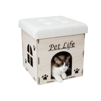 Pet Life ® 'Kitty Kallapse' Collapsible Folding Kitty Cat House Tree Bed Ottoman Bench Furniture - BIG FRENCHIES
