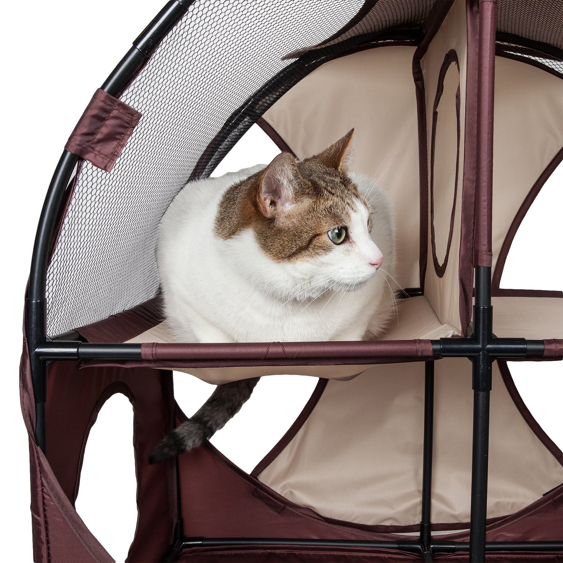 Pet Life ® 'Kitty-Play' Collapsible Travel Interactive Kitty Cat Tree Maze House Lounger Tunnel Lounge - BIG FRENCHIES