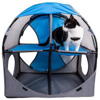 Pet Life ® 'Kitty-Play' Collapsible Travel Interactive Kitty Cat Tree Maze House Lounger Tunnel Lounge - BIG FRENCHIES