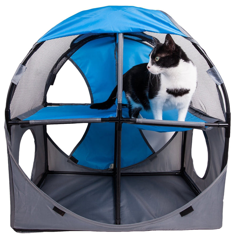 Pet Life ® 'Kitty-Play' Collapsible Travel Interactive Kitty Cat Tree Maze House Lounger Tunnel Lounge - BIG FRENCHIES