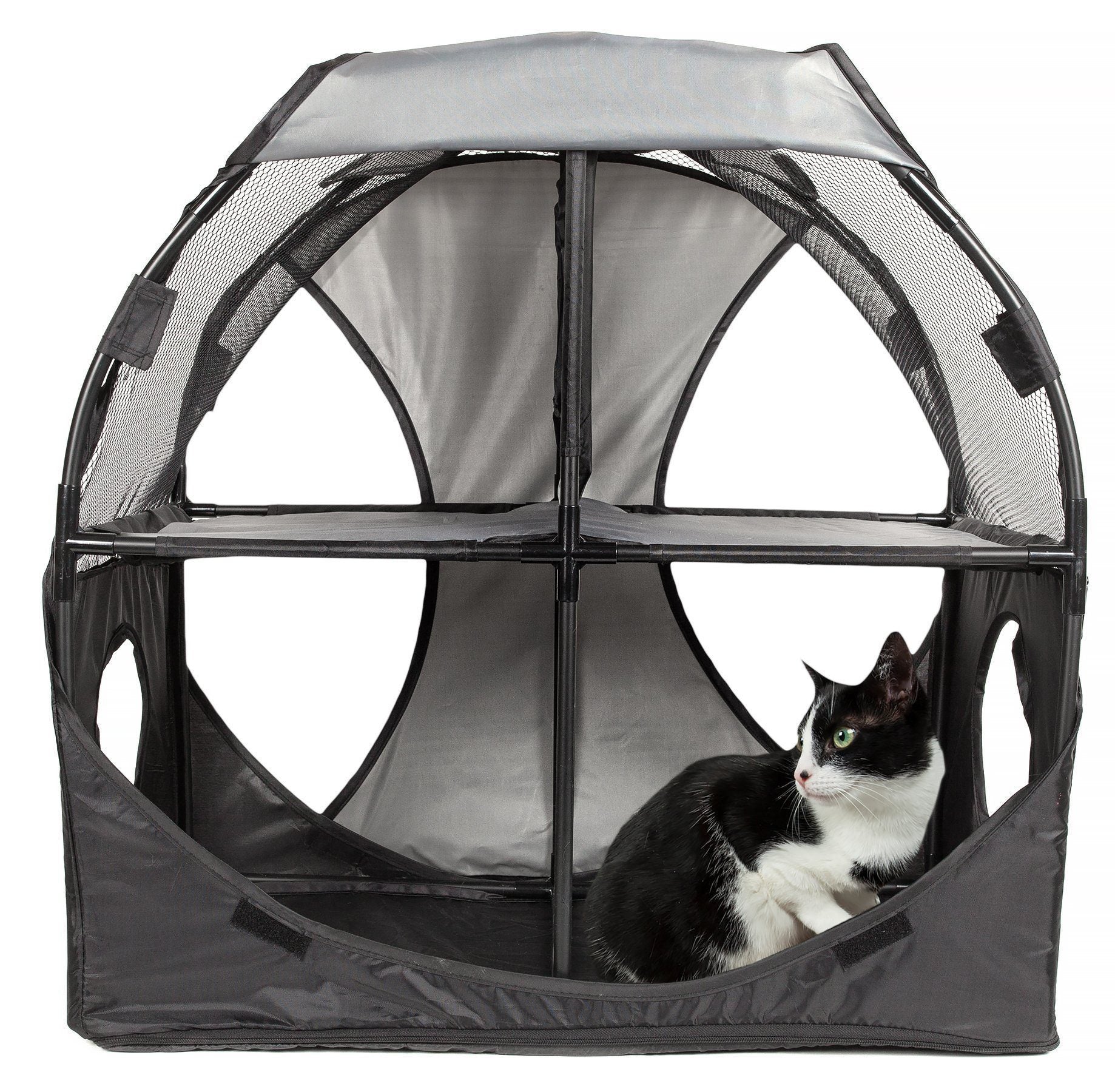 Pet Life ® 'Kitty-Play' Collapsible Travel Interactive Kitty Cat Tree Maze House Lounger Tunnel Lounge - BIG FRENCHIES
