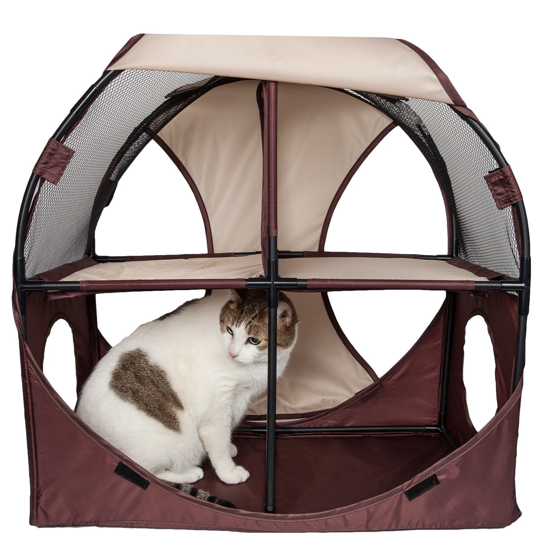 Pet Life ® 'Kitty-Play' Collapsible Travel Interactive Kitty Cat Tree Maze House Lounger Tunnel Lounge - BIG FRENCHIES