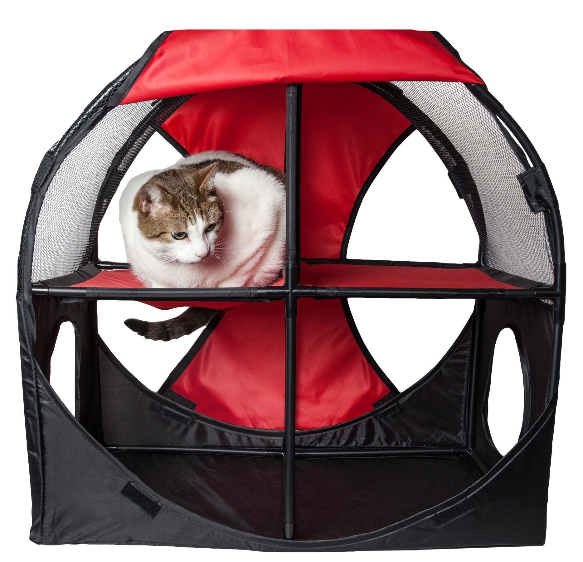 Pet Life ® 'Kitty-Play' Collapsible Travel Interactive Kitty Cat Tree Maze House Lounger Tunnel Lounge - BIG FRENCHIES