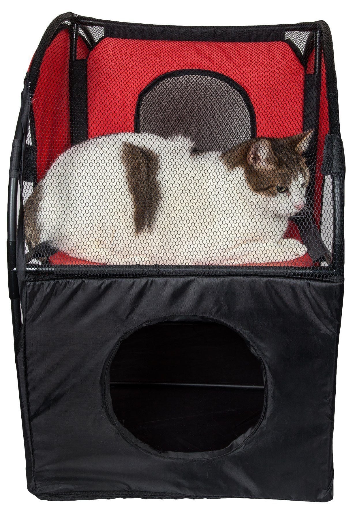 Pet Life ® 'Kitty-Play' Collapsible Travel Interactive Kitty Cat Tree Maze House Lounger Tunnel Lounge - BIG FRENCHIES