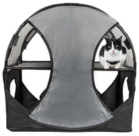 Pet Life ® 'Kitty-Play' Collapsible Travel Interactive Kitty Cat Tree Maze House Lounger Tunnel Lounge - BIG FRENCHIES