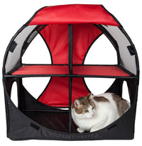 Pet Life ® 'Kitty-Play' Collapsible Travel Interactive Kitty Cat Tree Maze House Lounger Tunnel Lounge - BIG FRENCHIES