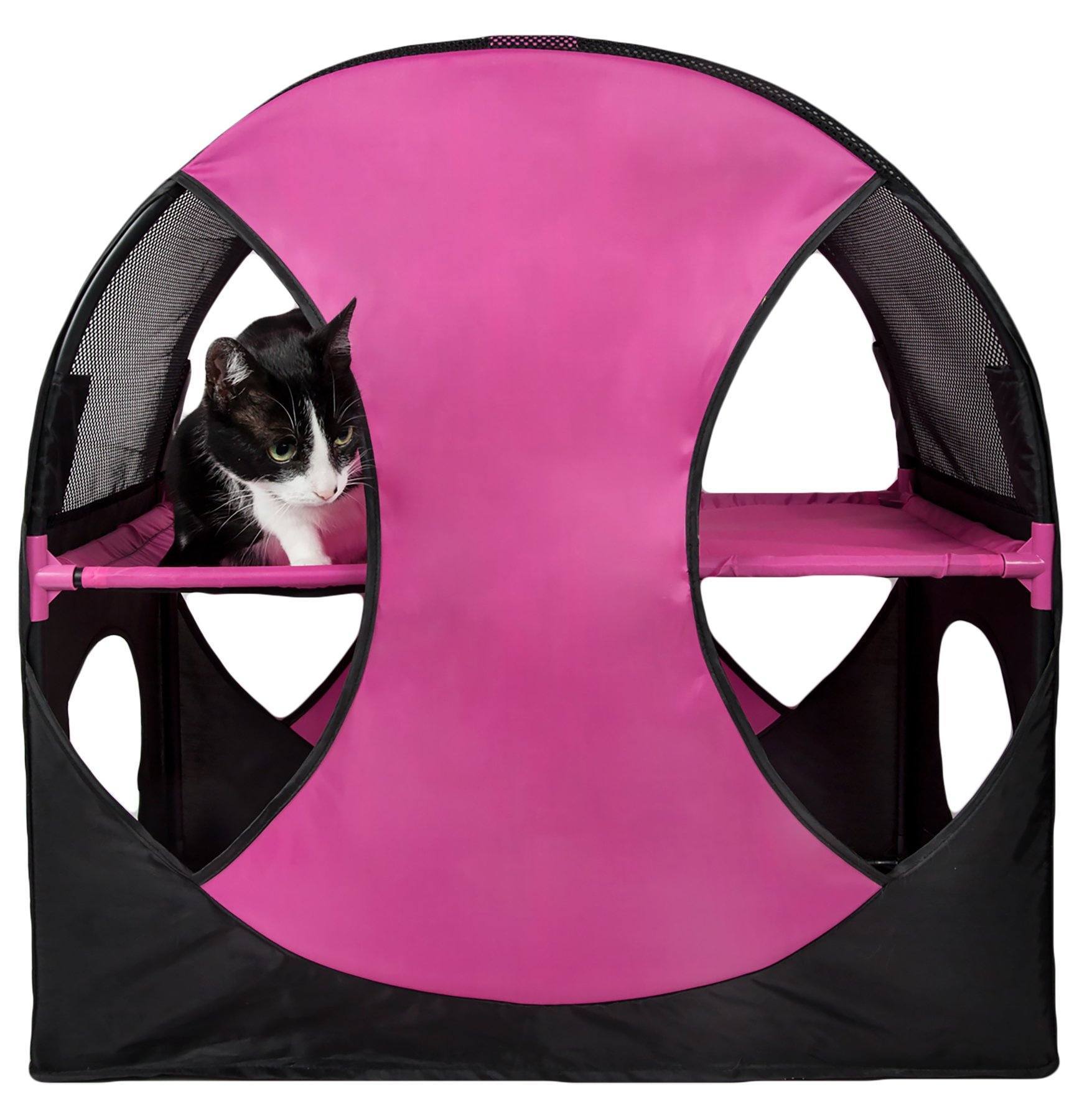 Pet Life ® 'Kitty-Play' Collapsible Travel Interactive Kitty Cat Tree Maze House Lounger Tunnel Lounge - BIG FRENCHIES
