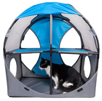 Pet Life ® 'Kitty-Play' Collapsible Travel Interactive Kitty Cat Tree Maze House Lounger Tunnel Lounge - BIG FRENCHIES