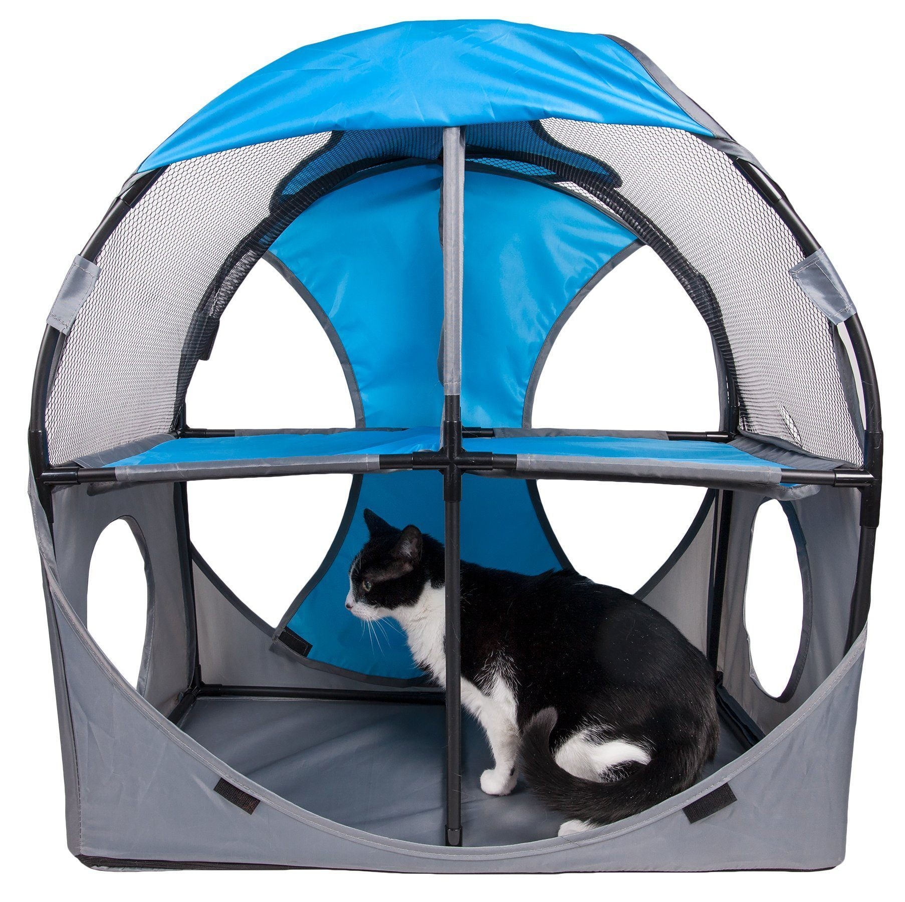 Pet Life ® 'Kitty-Play' Collapsible Travel Interactive Kitty Cat Tree Maze House Lounger Tunnel Lounge - BIG FRENCHIES