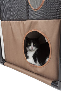 Pet Life ® 'Kitty-Square' Collapsible Travel Interactive Kitty Cat Tree Maze House Lounger Tunnel Lounge - BIG FRENCHIES