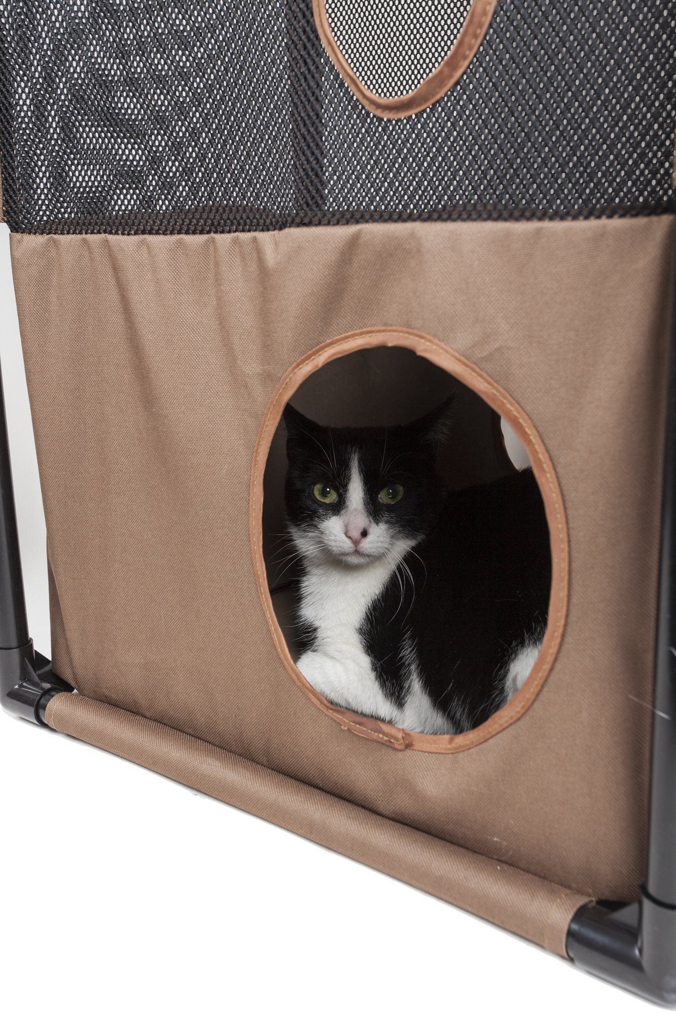 Pet Life ® 'Kitty-Square' Collapsible Travel Interactive Kitty Cat Tree Maze House Lounger Tunnel Lounge - BIG FRENCHIES