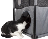 Pet Life ® 'Kitty-Square' Collapsible Travel Interactive Kitty Cat Tree Maze House Lounger Tunnel Lounge - BIG FRENCHIES