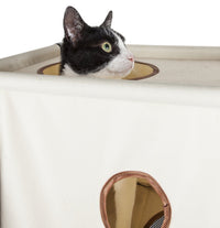 Pet Life ® 'Kitty-Square' Collapsible Travel Interactive Kitty Cat Tree Maze House Lounger Tunnel Lounge - BIG FRENCHIES