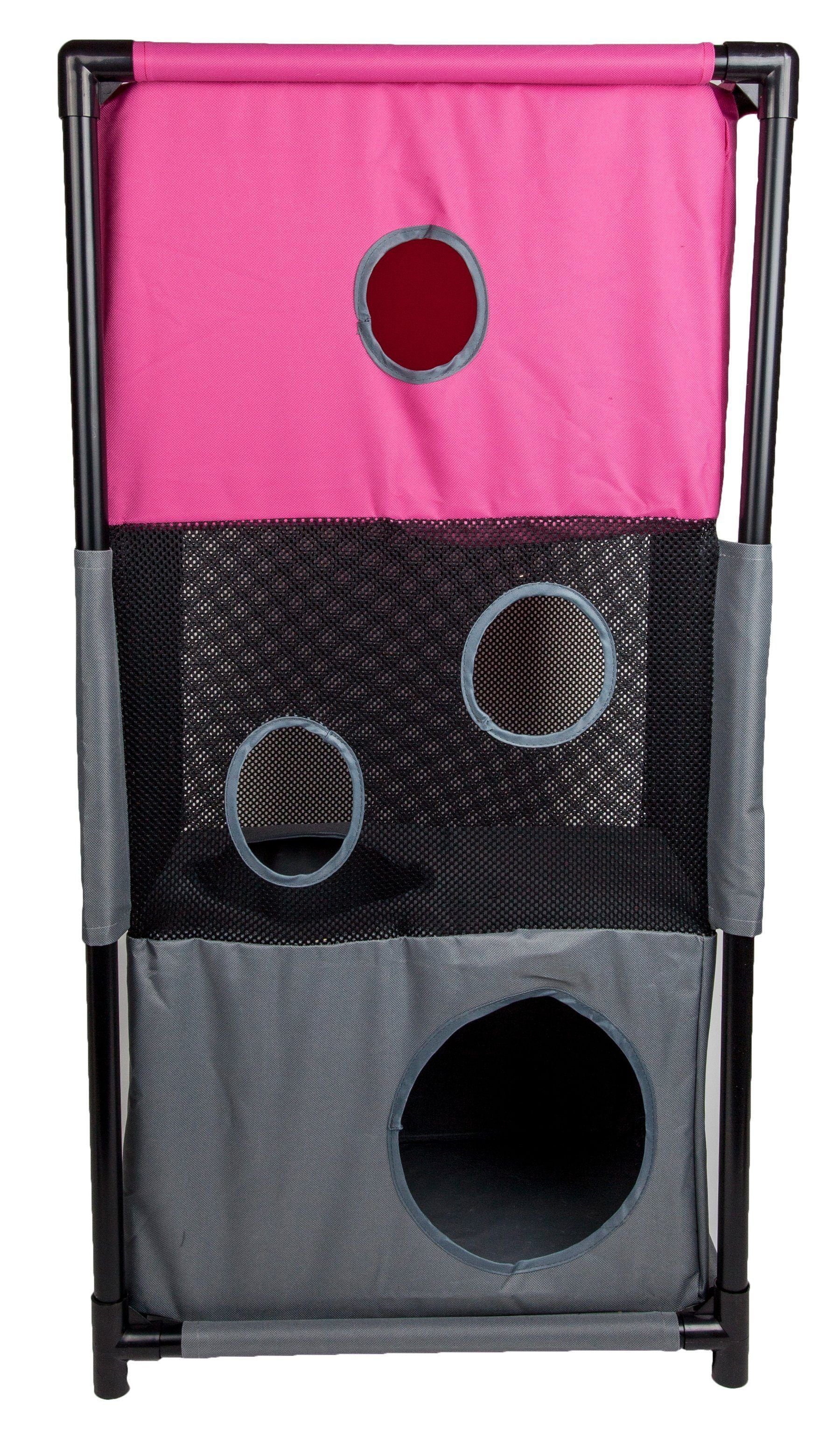 Pet Life ® 'Kitty-Square' Collapsible Travel Interactive Kitty Cat Tree Maze House Lounger Tunnel Lounge - BIG FRENCHIES