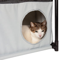 Pet Life ® 'Kitty-Square' Collapsible Travel Interactive Kitty Cat Tree Maze House Lounger Tunnel Lounge - BIG FRENCHIES