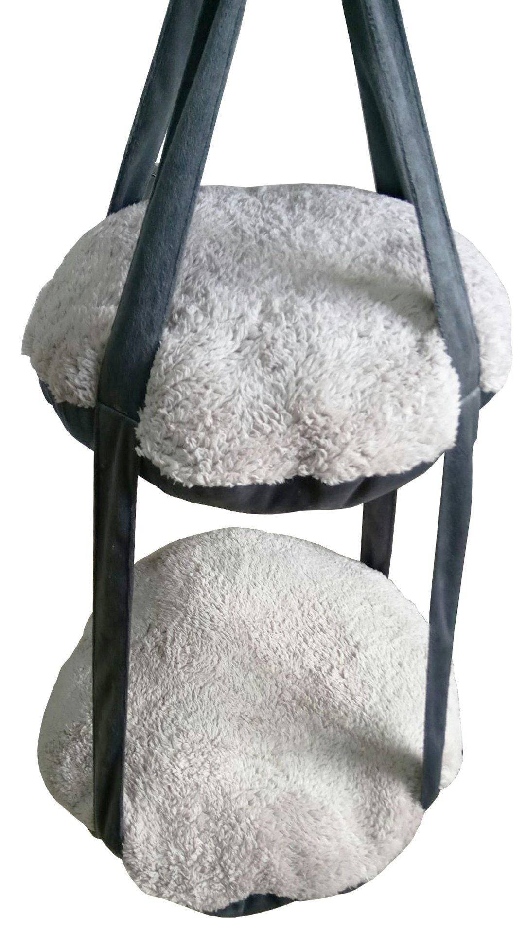 Pet Life ® 'Kittyhaus' Dual-Lounge Hanging Relaxing Kitty Cat Pillow Bed Hammock Lounger - BIG FRENCHIES