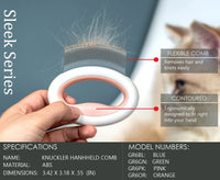 Pet Life ® 'Knuckler' Handheld Travel Flexible Grooming Pet Rake Comb - BIG FRENCHIES