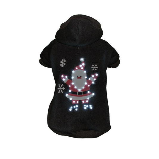 Pet Life ® LED Lighting 'Juggling Santa' Hooded Dog Costume Sweater w/ Included Batteries - BIG FRENCHIES