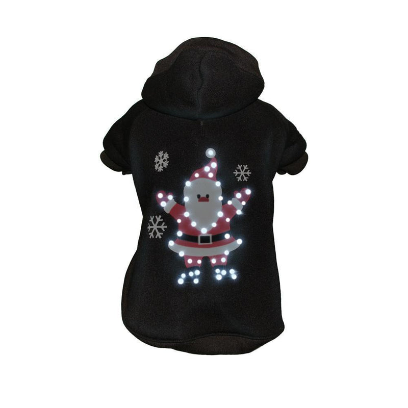 Pet Life ® LED Lighting 'Juggling Santa' Hooded Dog Costume Sweater w/ Included Batteries - BIG FRENCHIES