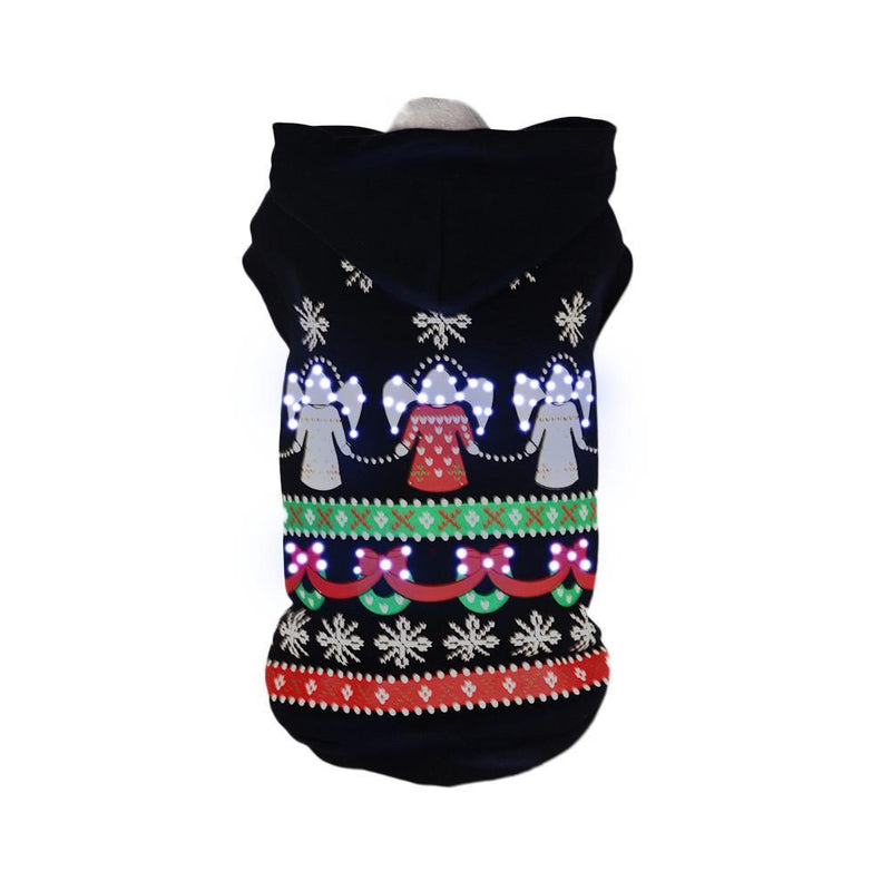 Pet Life ® LED Lighting Patterned Holiday Hooded Dog Costume Sweater w/ Included Batteries - BIG FRENCHIES
