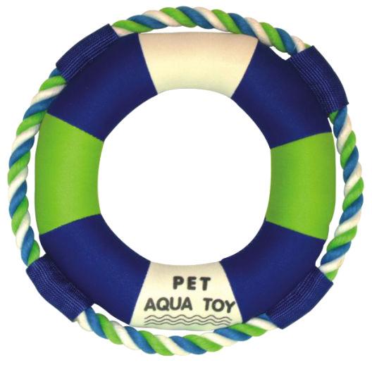 Pet Life ® 'Life Raver' Rounded Squeaking and Jute Rope Floating Dog Toy - BIG FRENCHIES