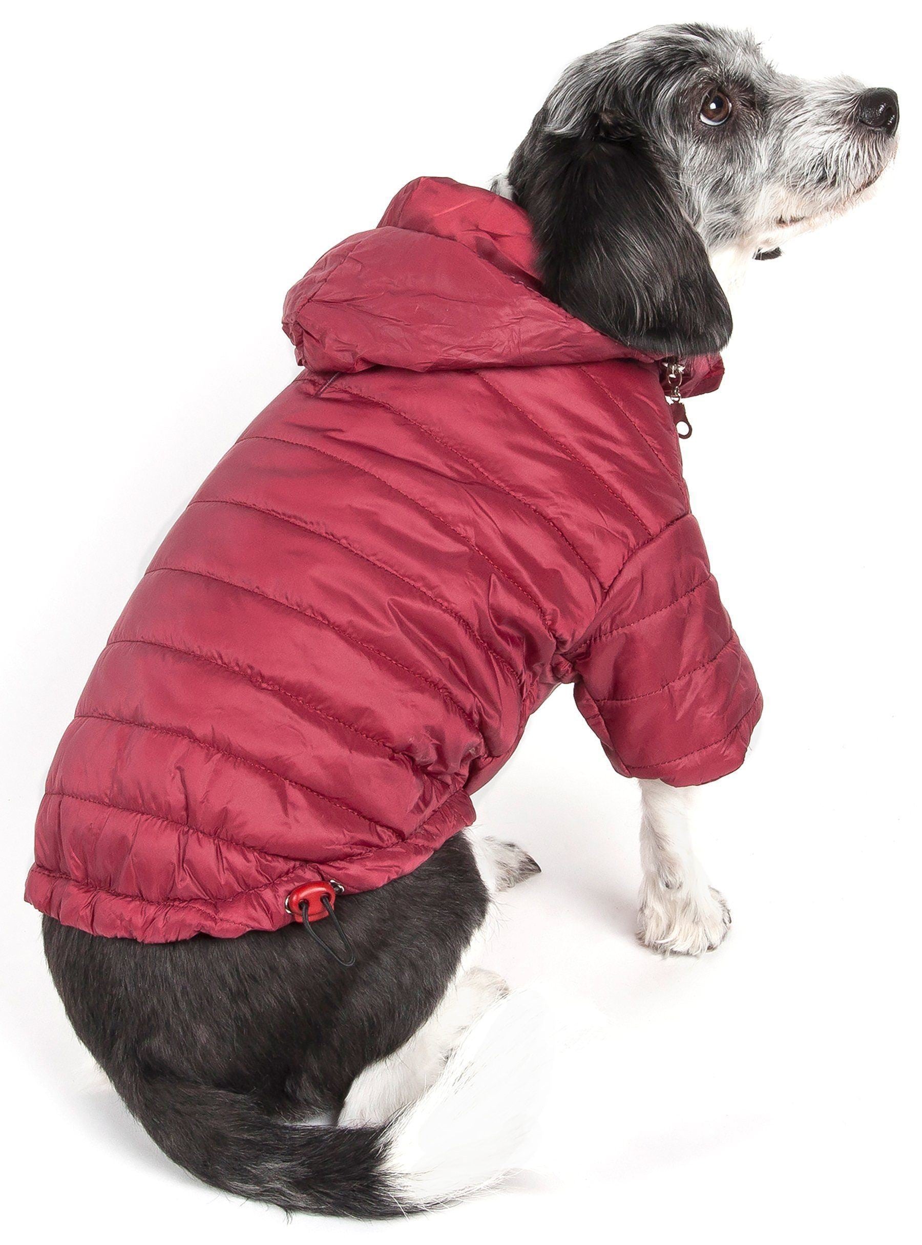 Pet Life ® Lightweight Adjustable and Collapsible 'Sporty Avalanche' Dog Coat w/ Pop-out Zippered Hood - BIG FRENCHIES