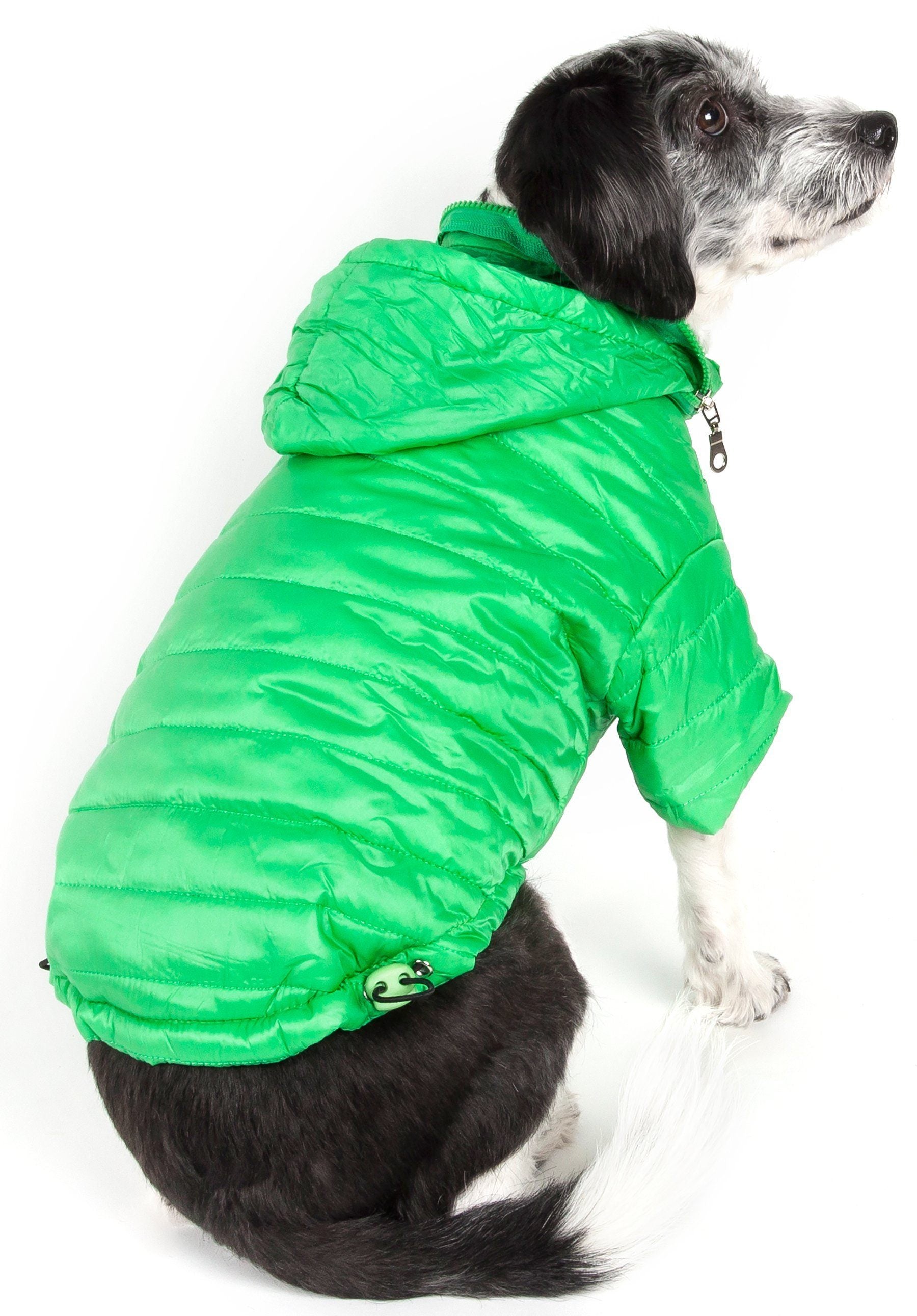 Pet Life ® Lightweight Adjustable and Collapsible 'Sporty Avalanche' Dog Coat w/ Pop-out Zippered Hood - BIG FRENCHIES