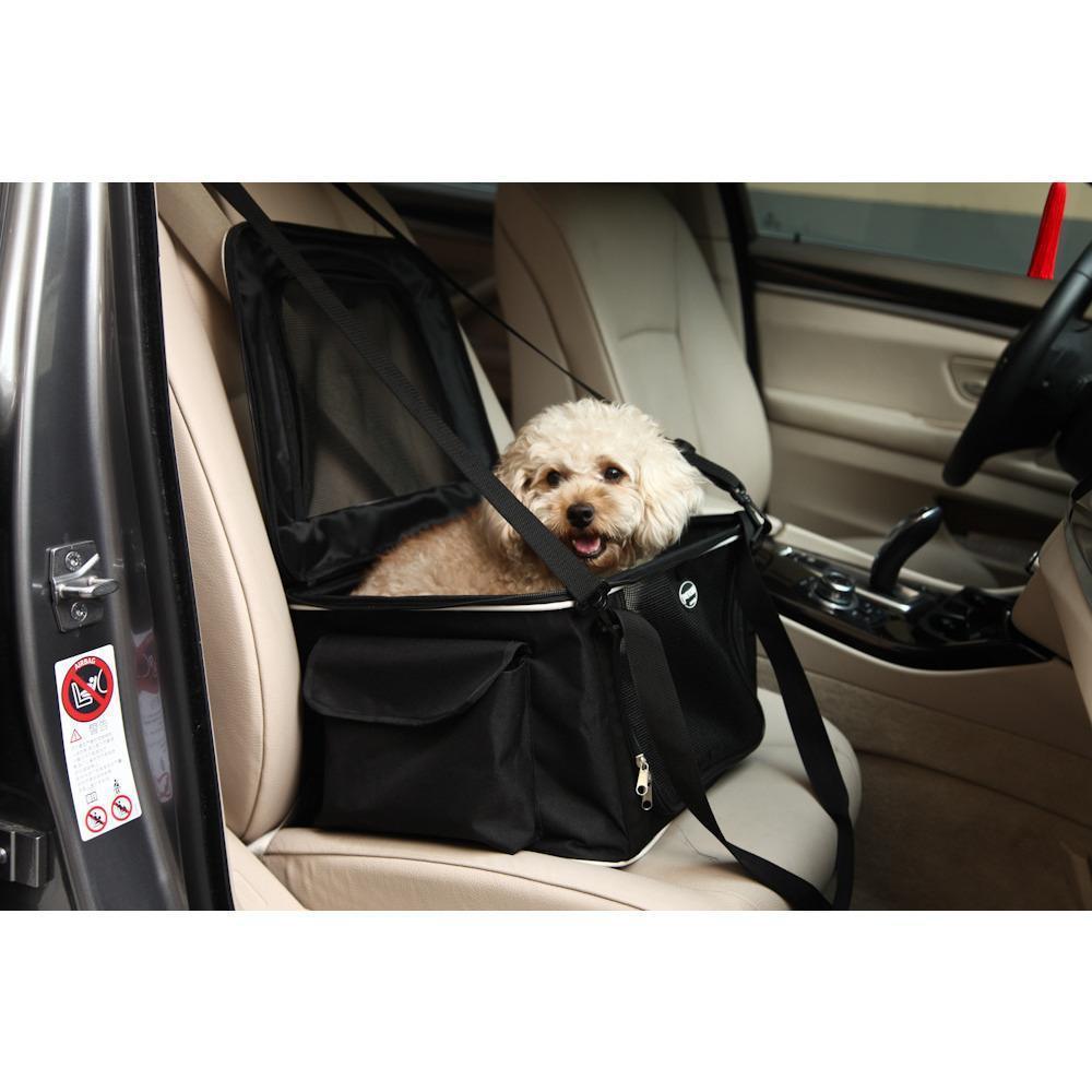 Pet Life ® Lightweight Collapsible Safety Travel Wire Folding Pet Dog Car Seat Carseat Carrier Crate - BIG FRENCHIES