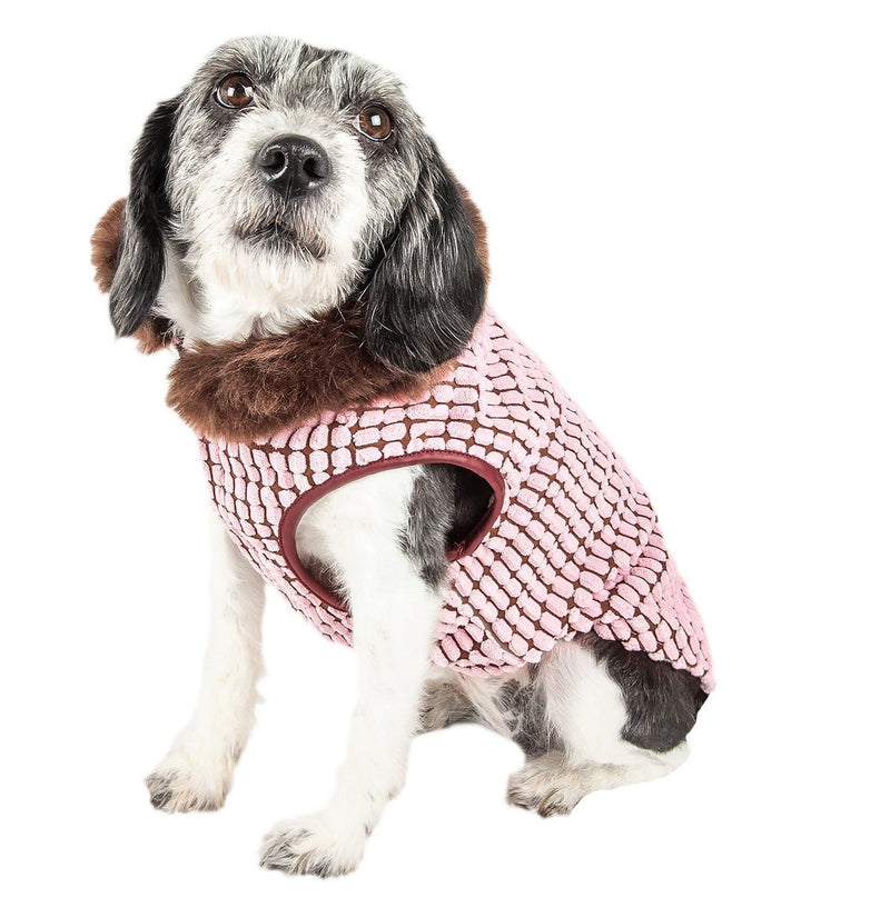Pet Life ® Luxe 'Beautifur' Box-Stitched Elegant Designer Mink Fur Dog Coat - BIG FRENCHIES