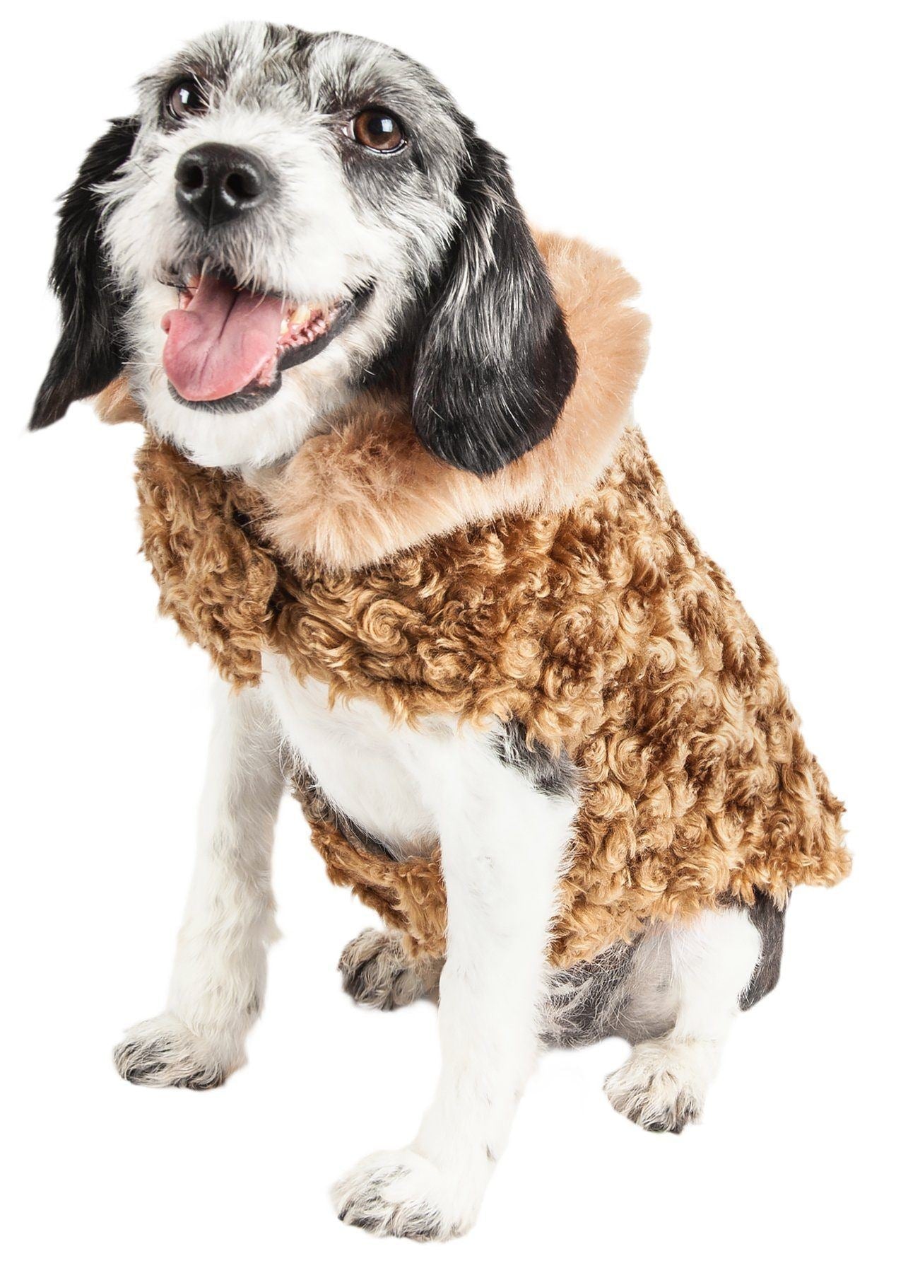 Pet Life ® Luxe 'Furpaw' Shaggy Elegant Fashion Designer Fur Dog Coat - BIG FRENCHIES
