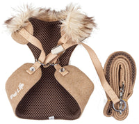 Pet Life ® Luxe 'Furracious' 2-In-1 Adjustable Dog Harness and Leash with Detachable Fur Collar - BIG FRENCHIES