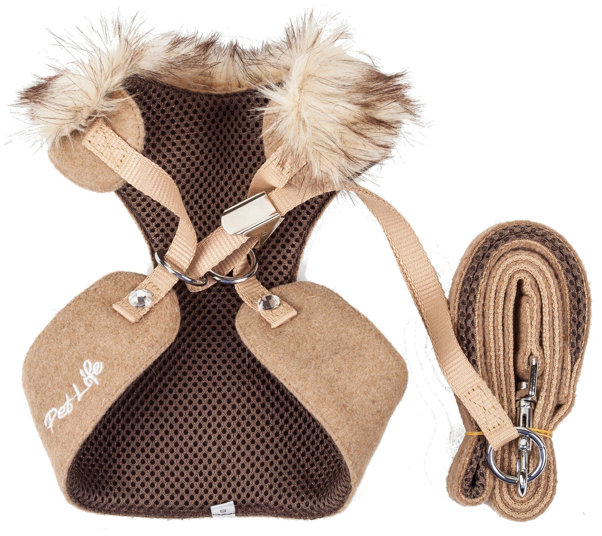 Pet Life ® Luxe 'Furracious' 2-In-1 Adjustable Dog Harness and Leash with Detachable Fur Collar - BIG FRENCHIES