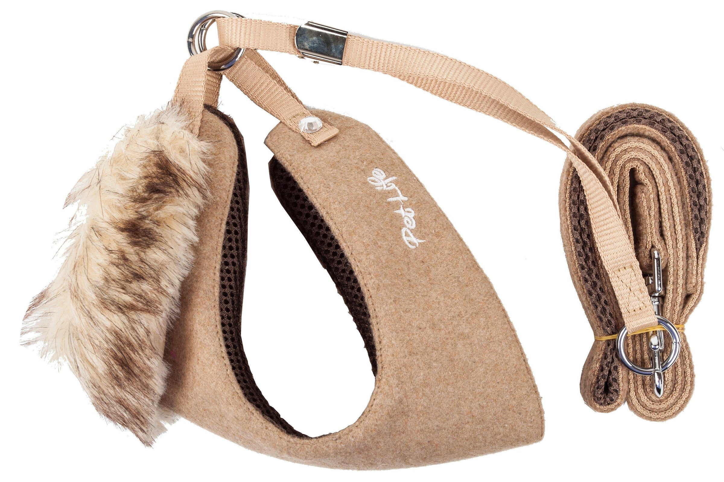 Pet Life ® Luxe 'Furracious' 2-In-1 Adjustable Dog Harness and Leash with Detachable Fur Collar - BIG FRENCHIES
