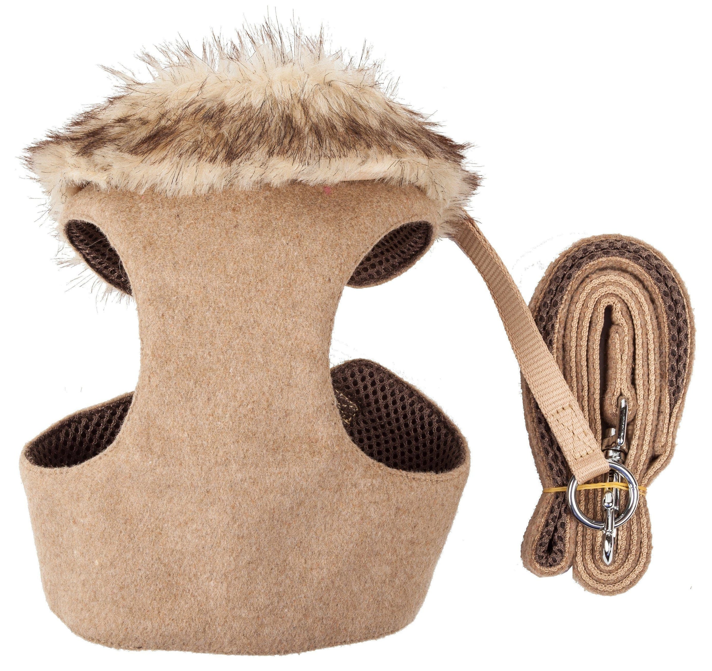 Pet Life ® Luxe 'Furracious' 2-In-1 Adjustable Dog Harness and Leash with Detachable Fur Collar - BIG FRENCHIES
