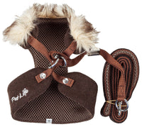 Pet Life ® Luxe 'Furracious' 2-In-1 Adjustable Dog Harness and Leash with Detachable Fur Collar - BIG FRENCHIES