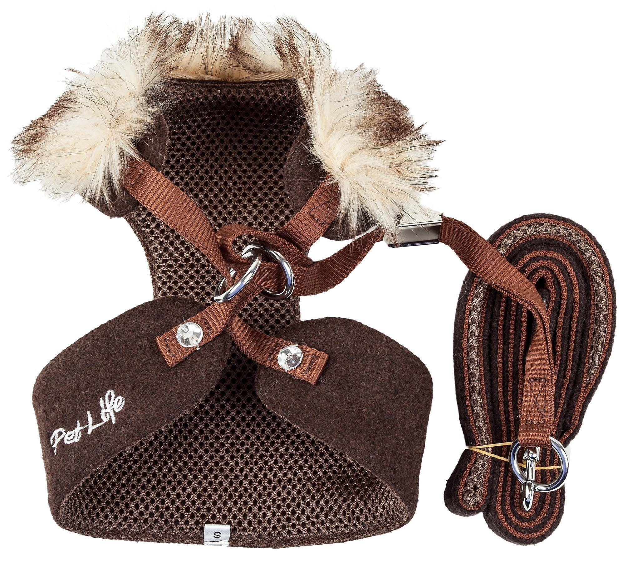 Pet Life ® Luxe 'Furracious' 2-In-1 Adjustable Dog Harness and Leash with Detachable Fur Collar - BIG FRENCHIES