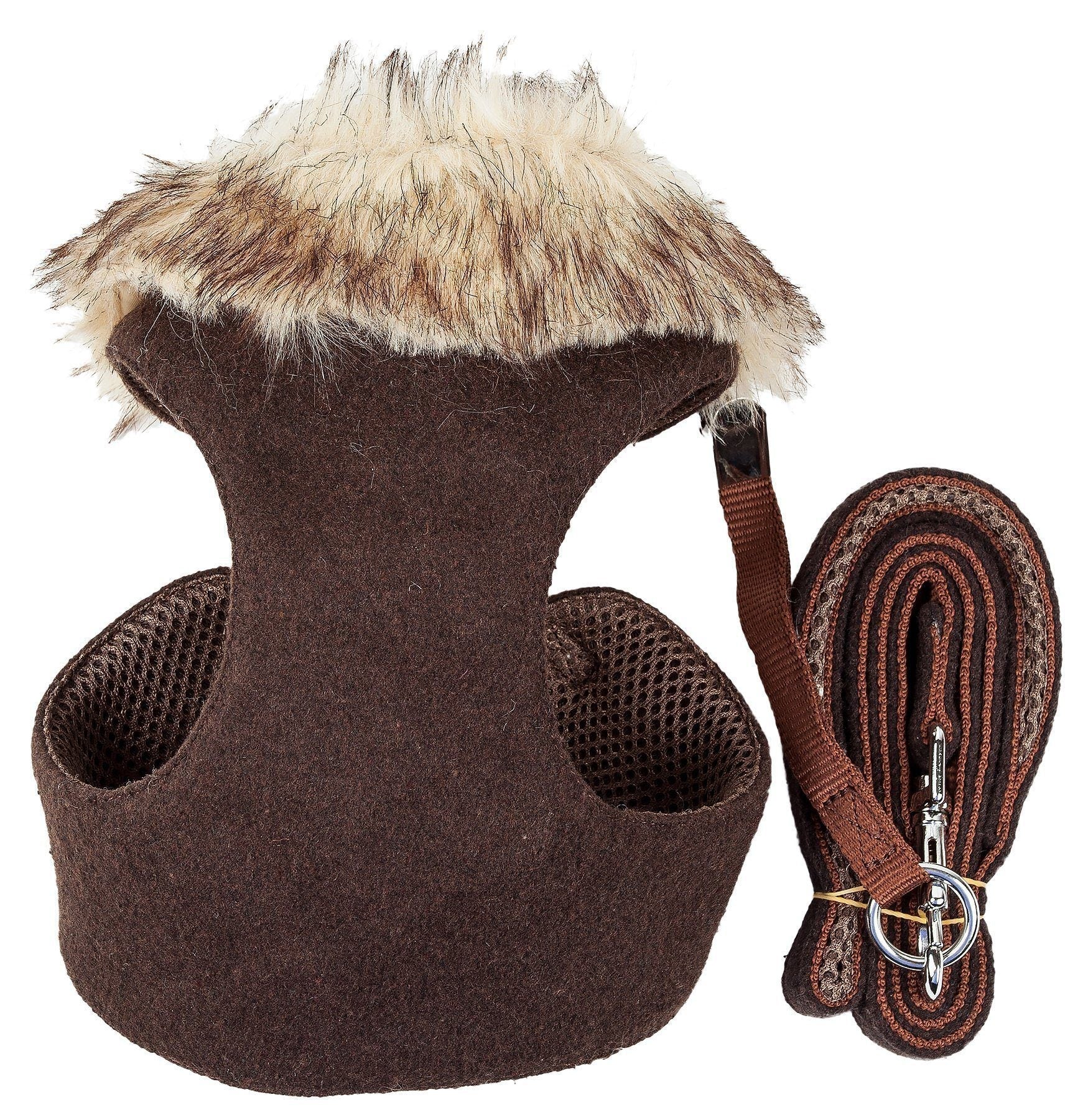 Pet Life ® Luxe 'Furracious' 2-In-1 Adjustable Dog Harness and Leash with Detachable Fur Collar - BIG FRENCHIES