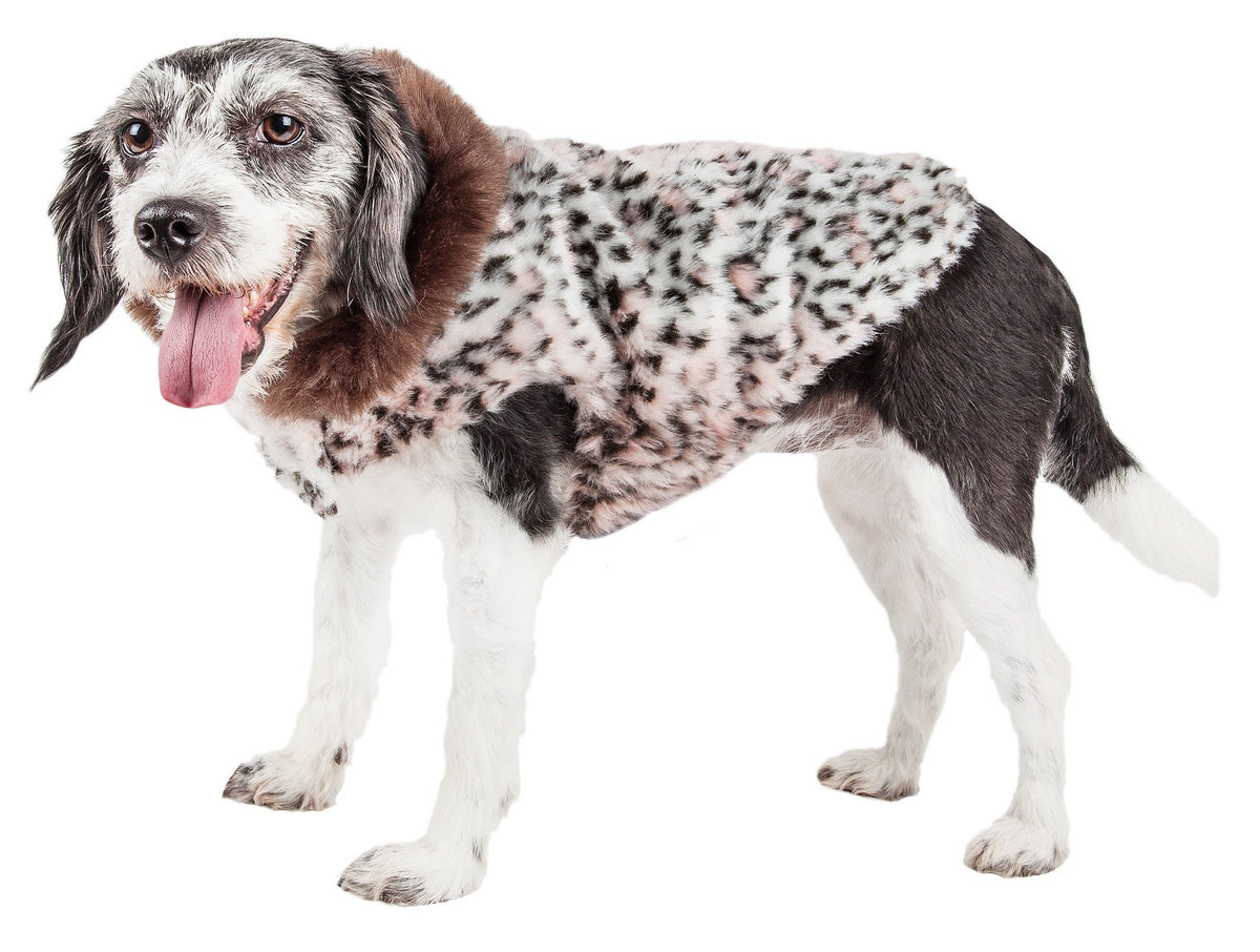 Pet Life ® Luxe 'Furracious' Cheetah Patterned Mink Designer Fashion Fur Dog Coat - BIG FRENCHIES