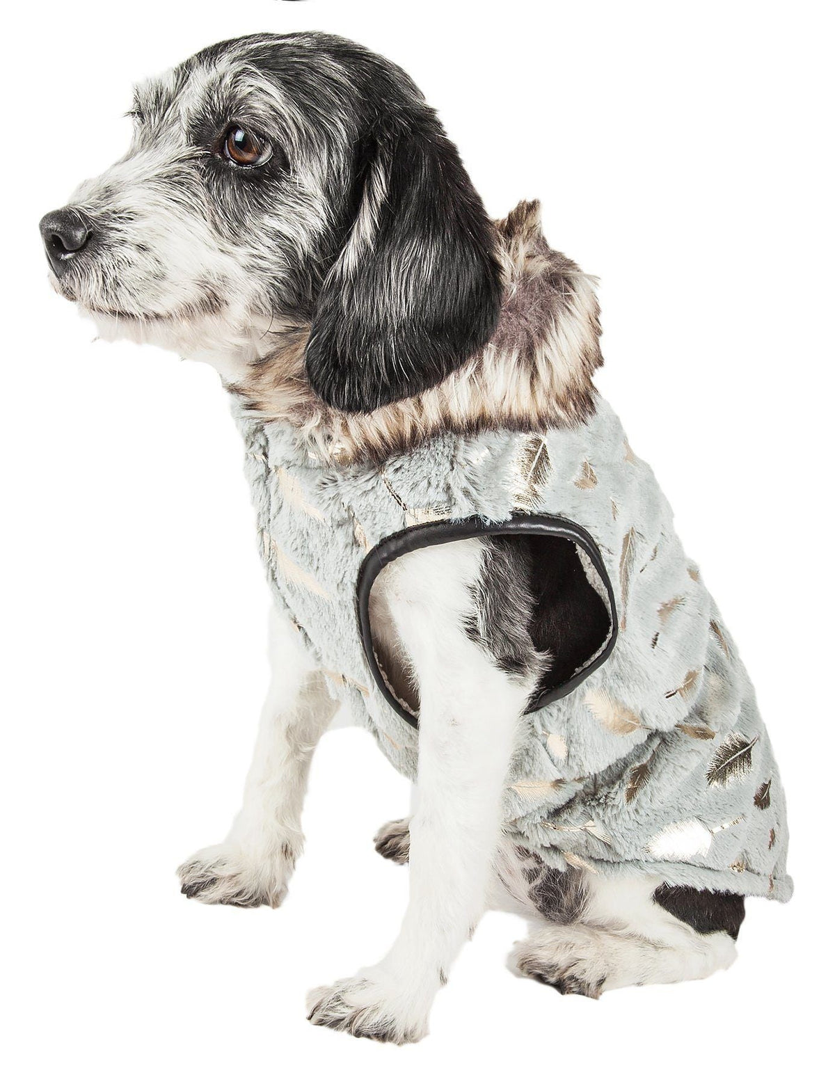 Pet Life ® Luxe 'Gold-Wagger' Gold-Leaf Fashion Designer Fur Dog Coat - BIG FRENCHIES