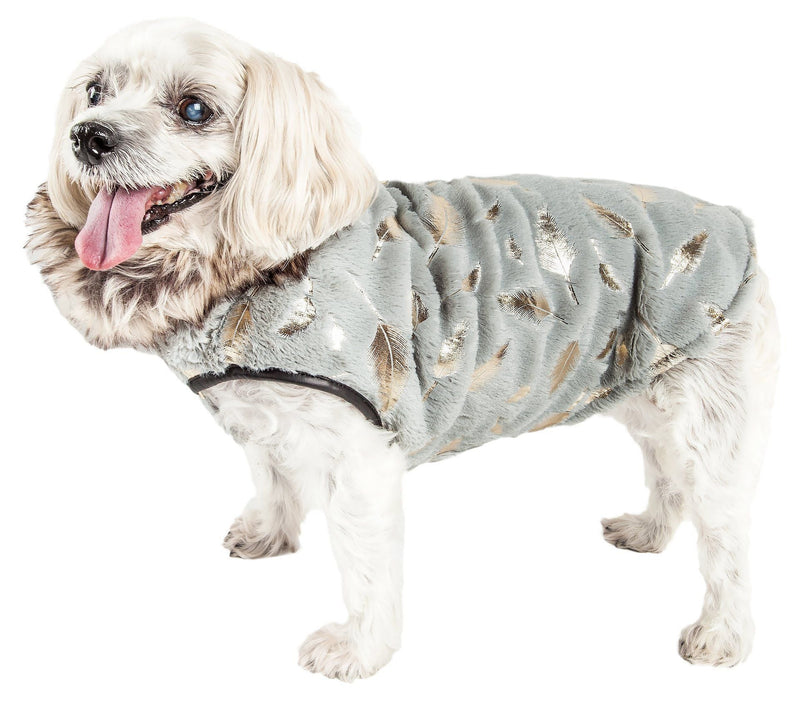 Pet Life ® Luxe 'Gold-Wagger' Gold-Leaf Fashion Designer Fur Dog Coat - BIG FRENCHIES