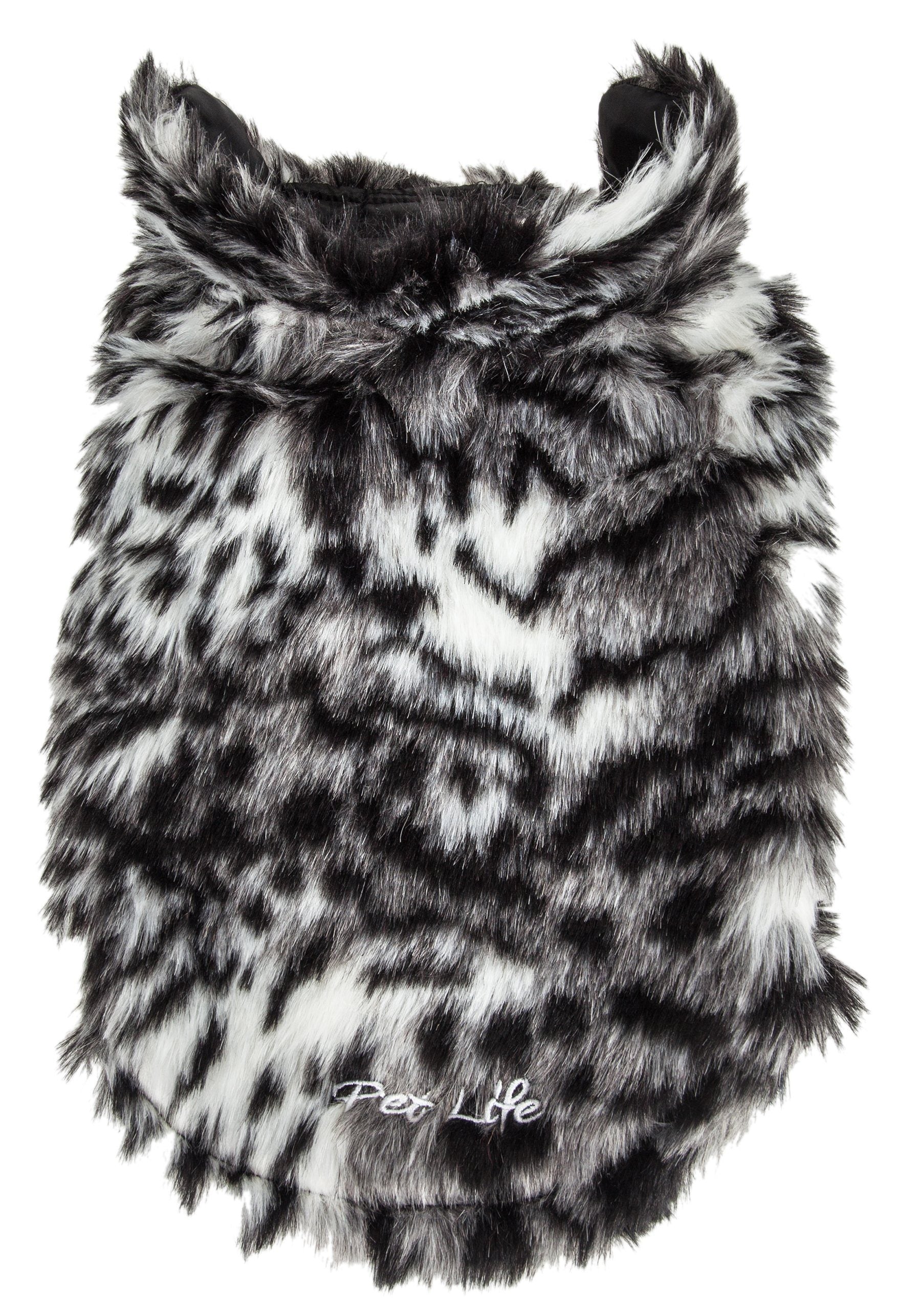 Pet Life ® Luxe 'Paw Dropping' Designer Gray-Scale Tiger Pattern Mink Fur Dog Coat - BIG FRENCHIES