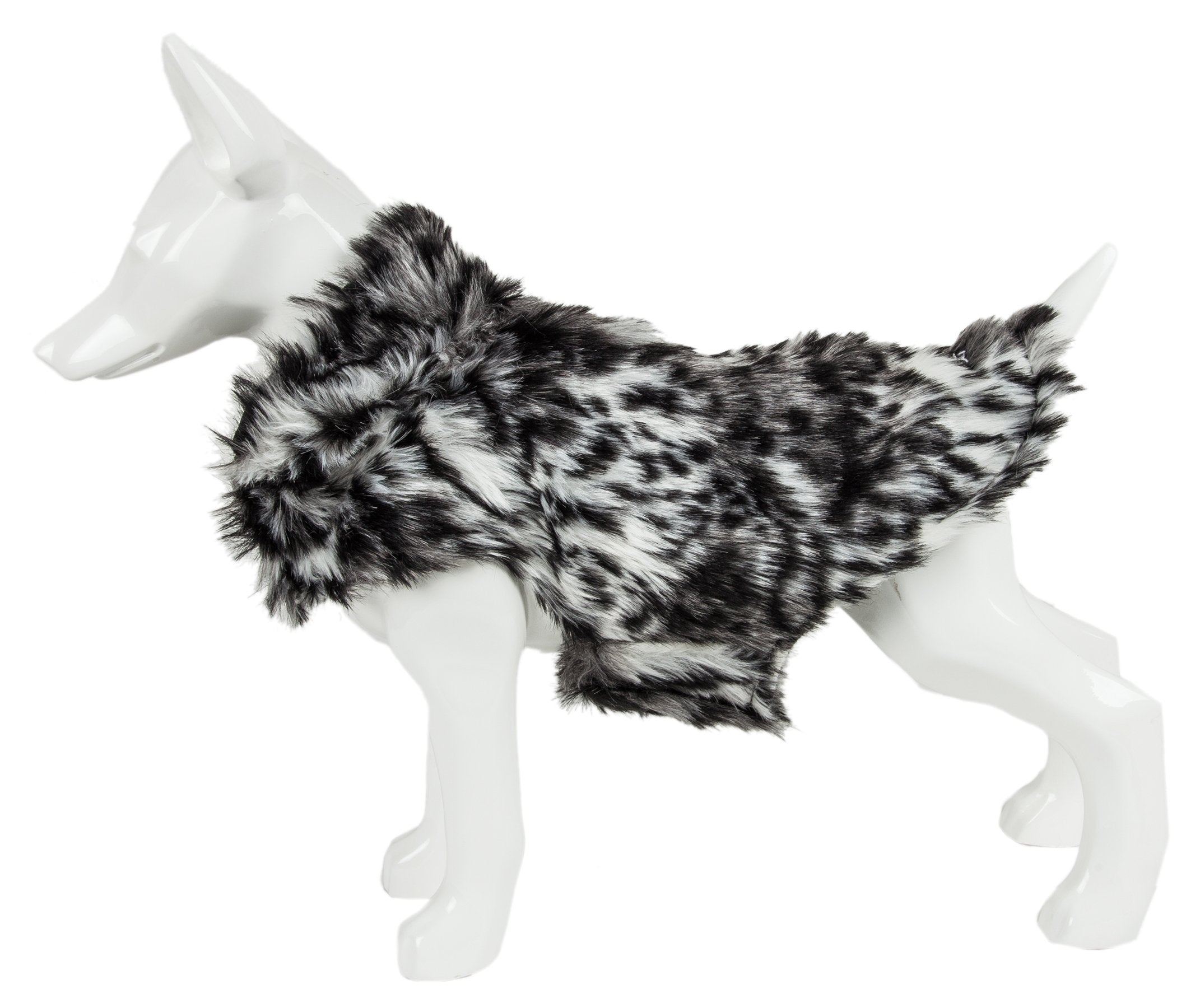 Pet Life ® Luxe 'Paw Dropping' Designer Gray-Scale Tiger Pattern Mink Fur Dog Coat - BIG FRENCHIES