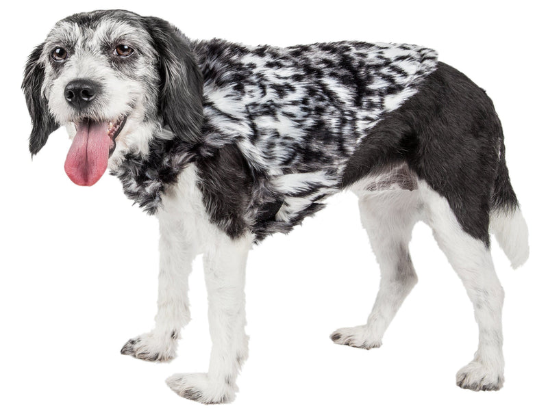 Pet Life ® Luxe 'Paw Dropping' Designer Gray-Scale Tiger Pattern Mink Fur Dog Coat - BIG FRENCHIES