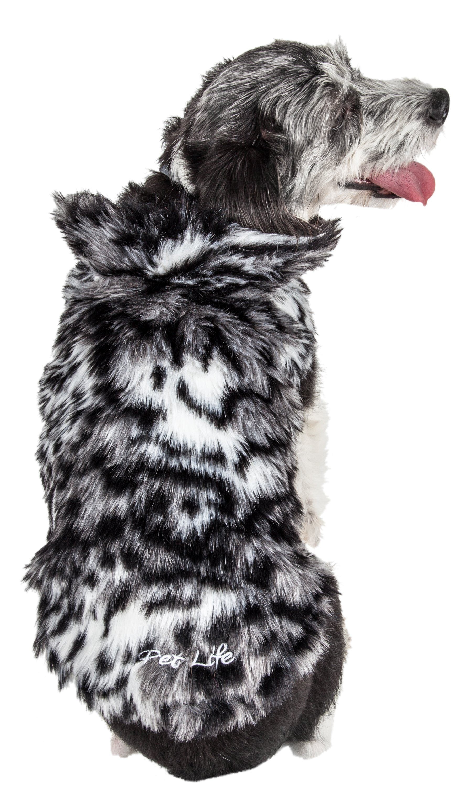 Pet Life ® Luxe 'Paw Dropping' Designer Gray-Scale Tiger Pattern Mink Fur Dog Coat - BIG FRENCHIES