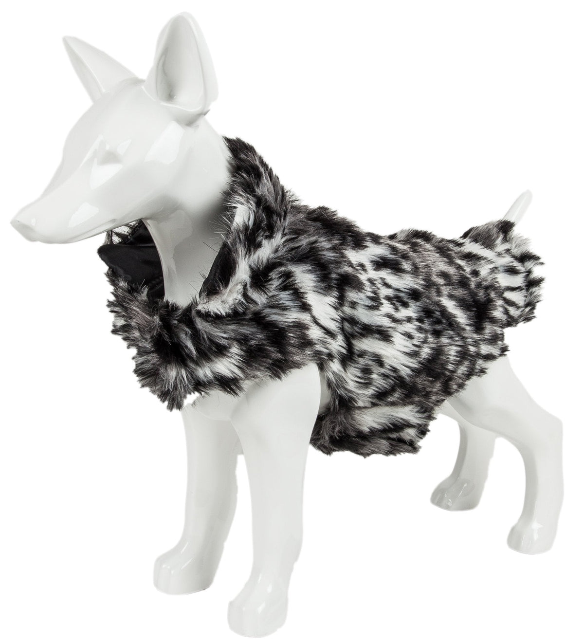 Pet Life ® Luxe 'Paw Dropping' Designer Gray-Scale Tiger Pattern Mink Fur Dog Coat - BIG FRENCHIES
